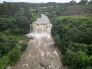 The Dargle Falls on the uMngeni River in flood 9 Jan 2024